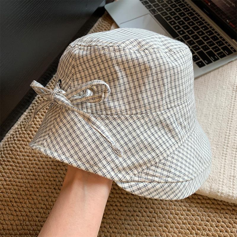 Ретро клетчатая панама женская летняя тонкая дышащая солнцезащитная шляпа, подчеркивающая лицо, маленькая универсальная шляпа от солнца
