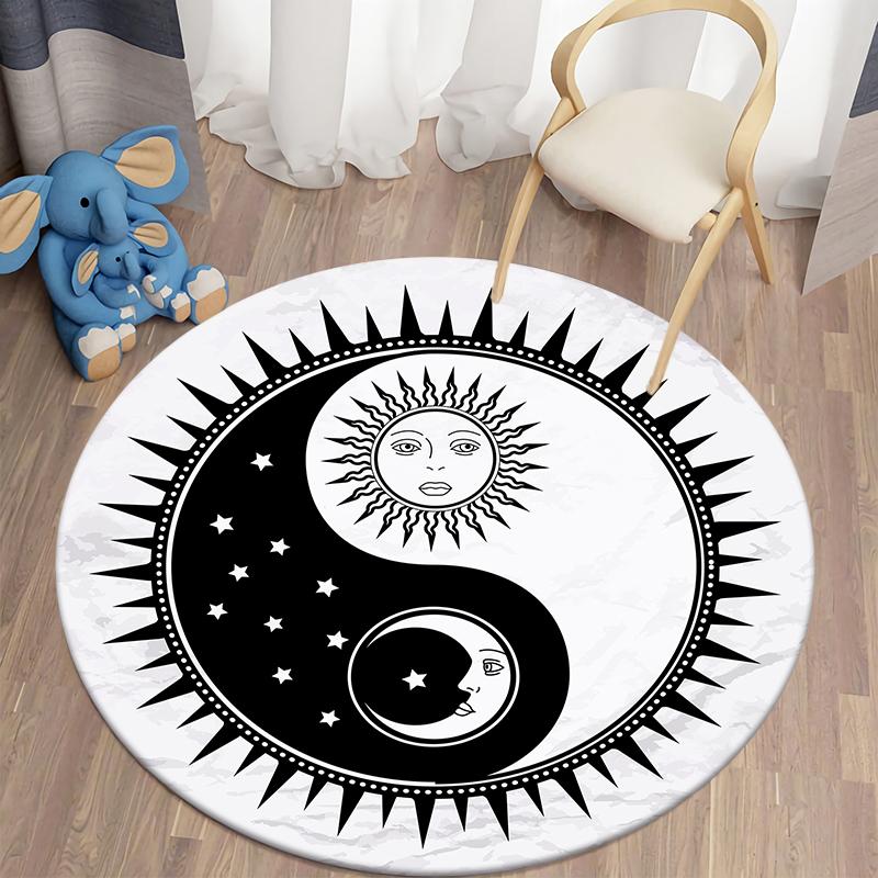Круглый ковер для гостиной, коврик с загадочным принтом, винтажный детский напольный ковер для спальни, домашний декор, мягкий противоскользящий коврик