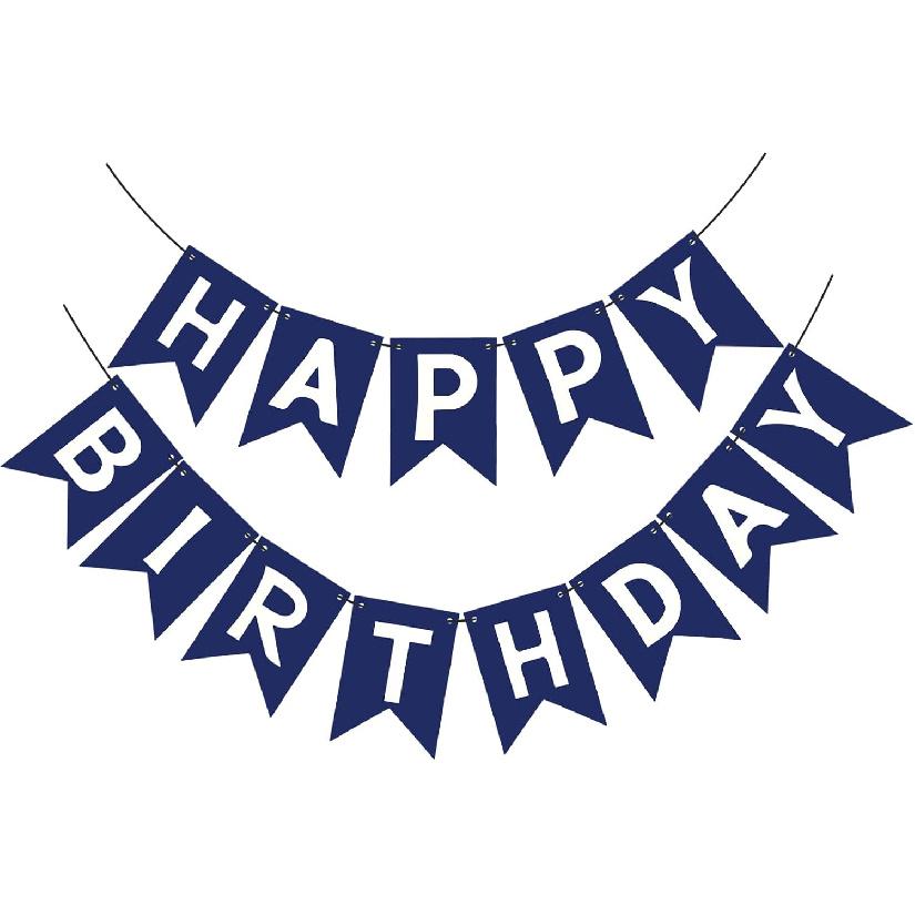 Navy Blue Happy Birthday Banner Signs Party Decorations for Women Men Girls Boys