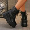 New Fashion Versatile High Quality Winter Women's Boots Round Toe Lace-up Thick Sole Zipper Decoration Women's Shoes