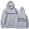 Худи с принтом 'Freedom Letter' Осень Зима Флис Повседневная Толстовка С Капюшоном для Женщин Мужчин Худи