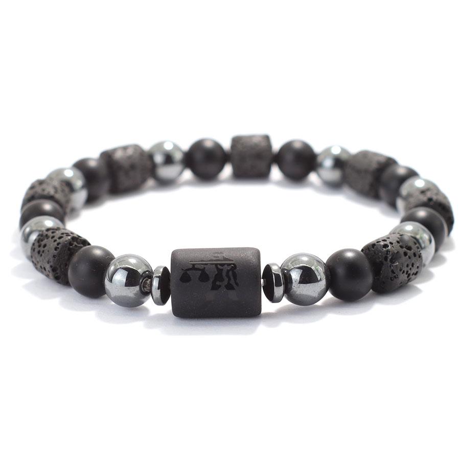 Twelve Constellations Men Bracelet Obsidian Lava Stone Braclet Retro Beads Hematite Yoga Healing Braslet Couple Wrist Accessories Gift For Him