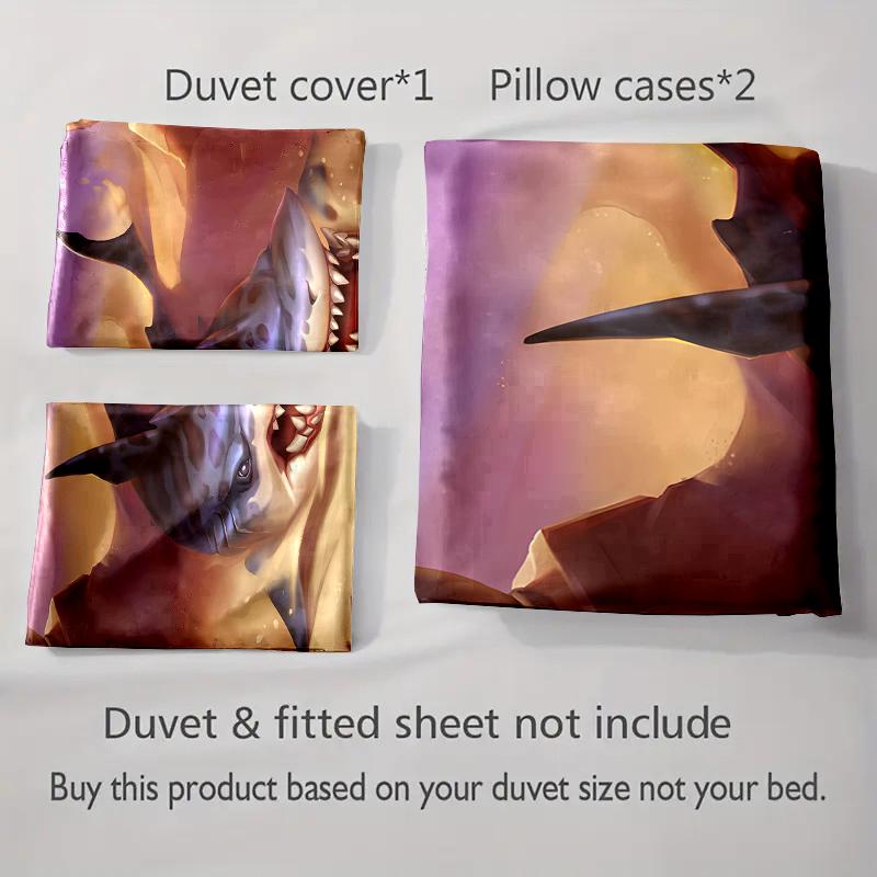 Fierce shark motif Bedding Duvet cover sets Duvet covers Pillowcases gifts (1 * Duvet Cover 2 * Pillowcases, without duvet insert)