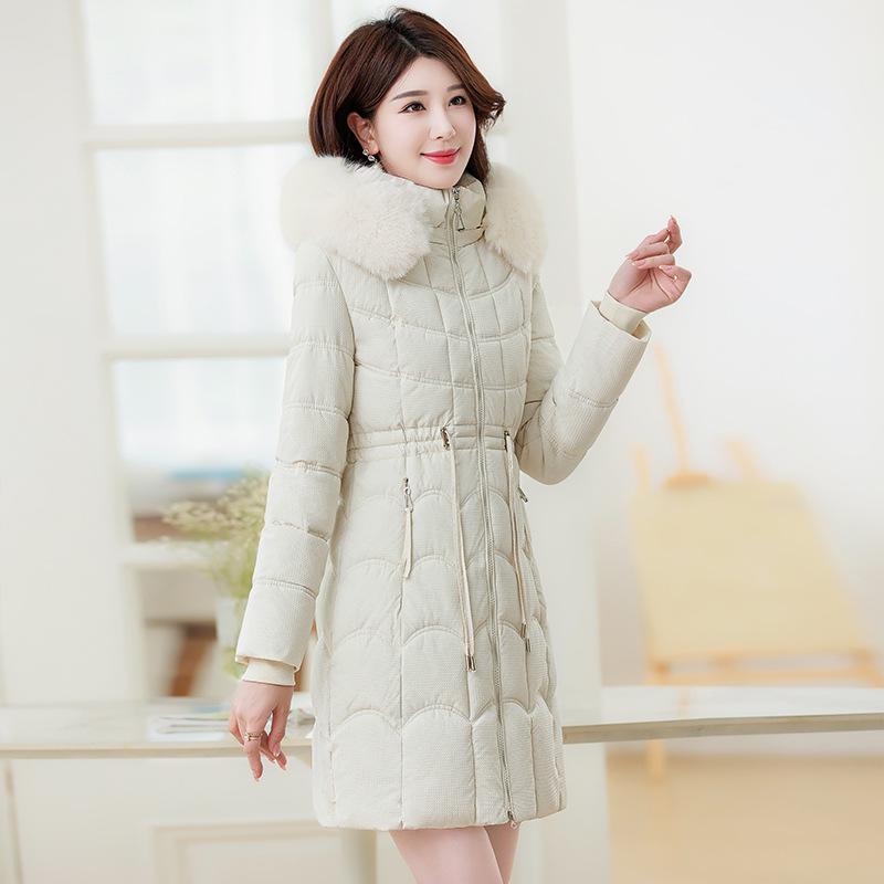 Women Lace Up Hooded Parkas Women Fur Cotton Autumn Winter Thick Maxi Quilted Coats Pockets Jackets Warm Outwear