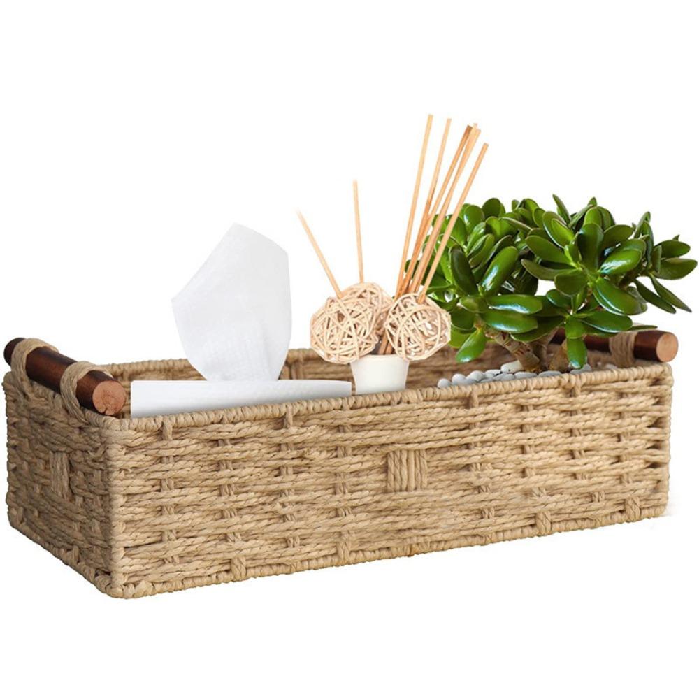 Корзины из бумажной веревки с ручкой, настольные контейнеры для хранения, новый настольный органайзер