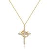 Exquisite Zircon Cross Pendant Necklace for Women Trendy Light Luxury Gold Color Rotatable Crown Necklace Jewelry