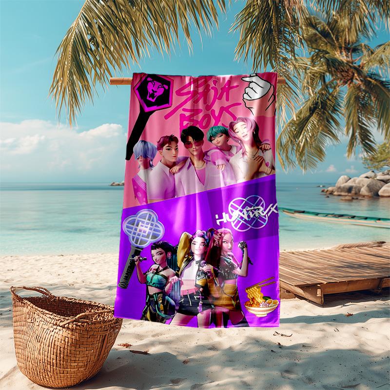 proof beach towel with Demon Hunter pattern - soft,absorbent,quick-drying,machine washable - perfect for swimming,camping,bathing