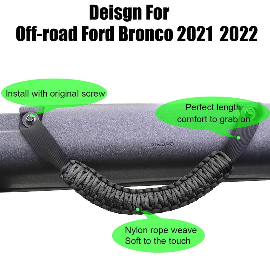 2 шт. Черные ручки-поручни на дугу безопасности, Нескользящие ручки для Ford Bronco 2021-2022