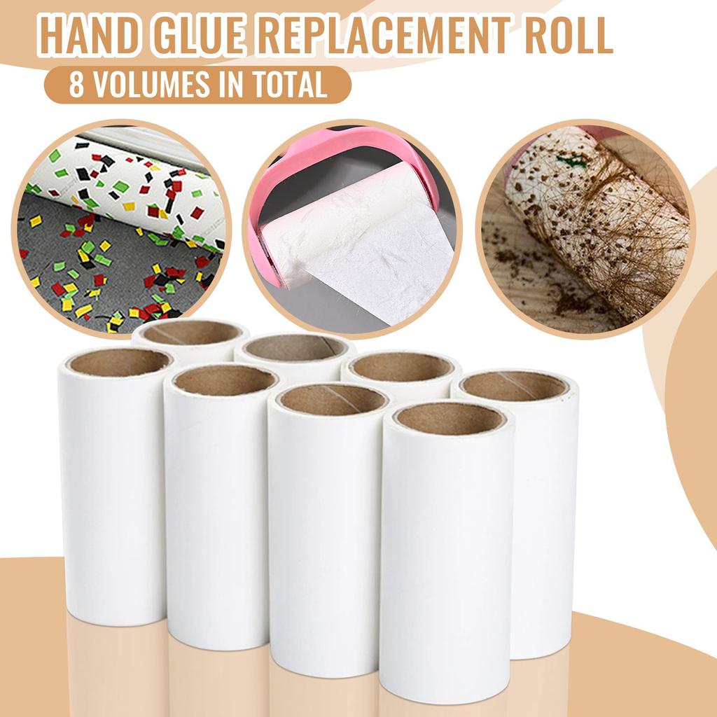 Adhesive Roller Paper Adhesive, Detachable Paper Replacement Paper Core, 8pcs