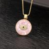 Nidin New Trendy Round Shape Evil Eye Inlaid Zircon Pendant Necklace For Women Birthday Party Luxury Chain Choker Jewelry Gifts