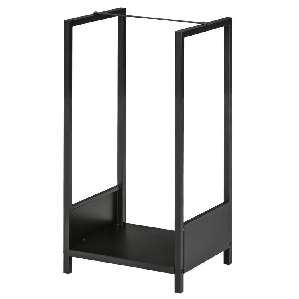 Indoor and Outdoor Steel Log Rack with Raised Base, 39x35x76cm, Black