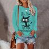 Funny Cat Pattern Women's Long Sleeves T-shirts Fashion Street Trend Women T Shirt Pullover Casual Loose Female Clothing Tops