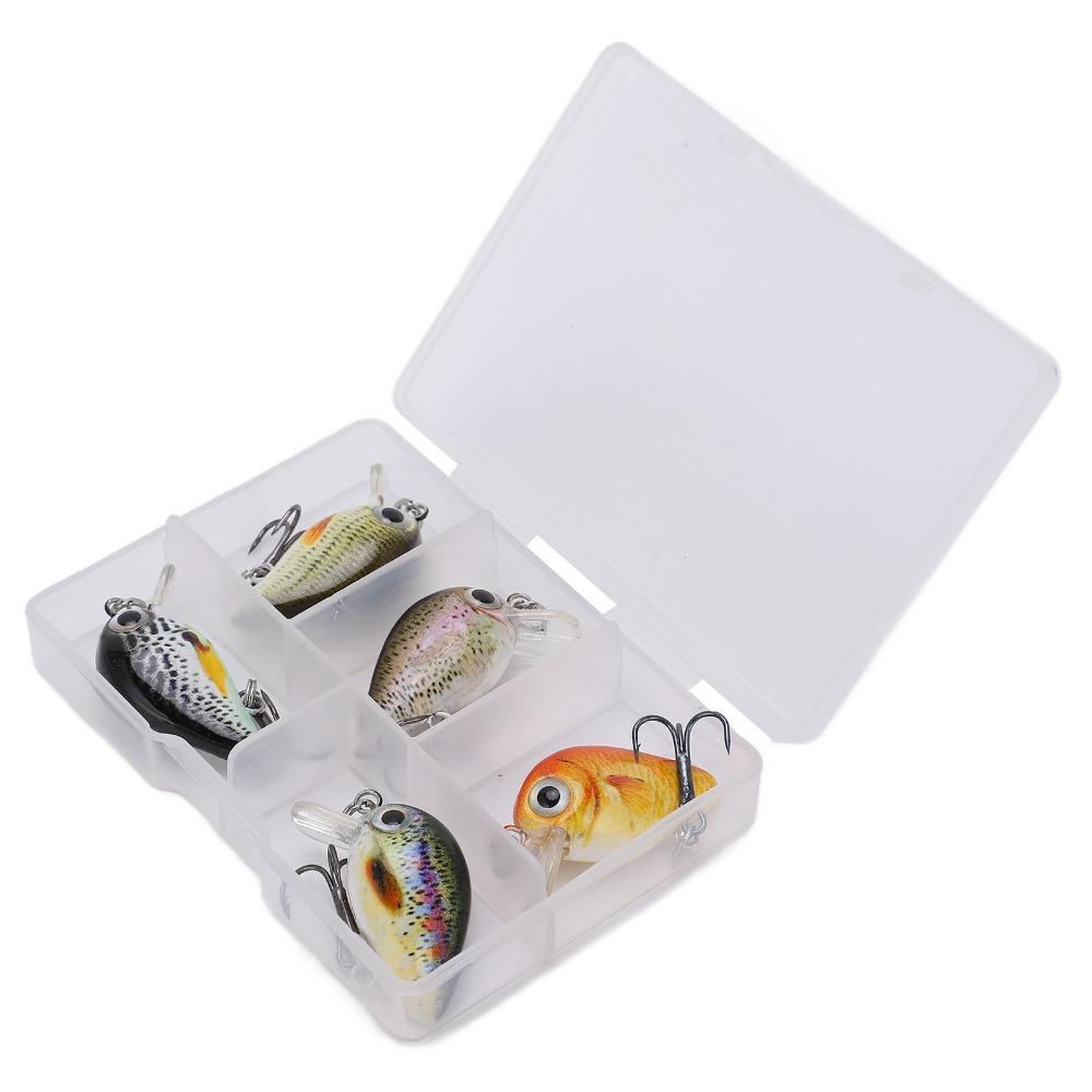 5PCS with Triple Hook Fish Crankbaits ABS Fishing Lures Durable Topwater Lures Bass Fishing
