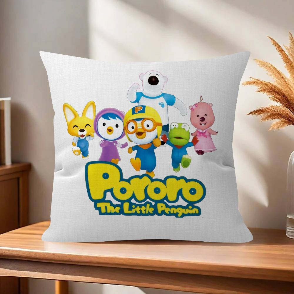Anime cute Pororos Office Cushion Pillowcase Car Cushion CoverXCM Lumbar Pillowcase Sofa Pillowcover
