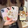 Популярный Милый Мишка R-rilakkuma Для IPhone 16 15 14 13 12 11 Pro Max Plus Ударопрочный Кожаный Мягкий Чехол для Телефона