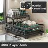 Dish Drying Rack 2Tier Plates Kitchen Organizer Dish Bowl Drainer Storage Racks with Drainage Board Adjustable Home Organization