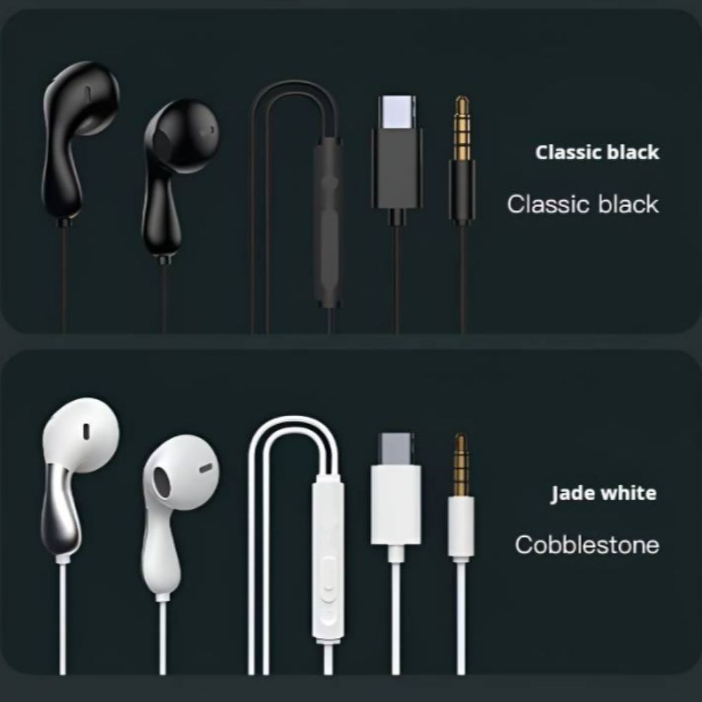 HD Mic Hifi Stereo Headset Noise Reduction Type C&3.5mm Earphones Wired Headphones  Mobile Phone