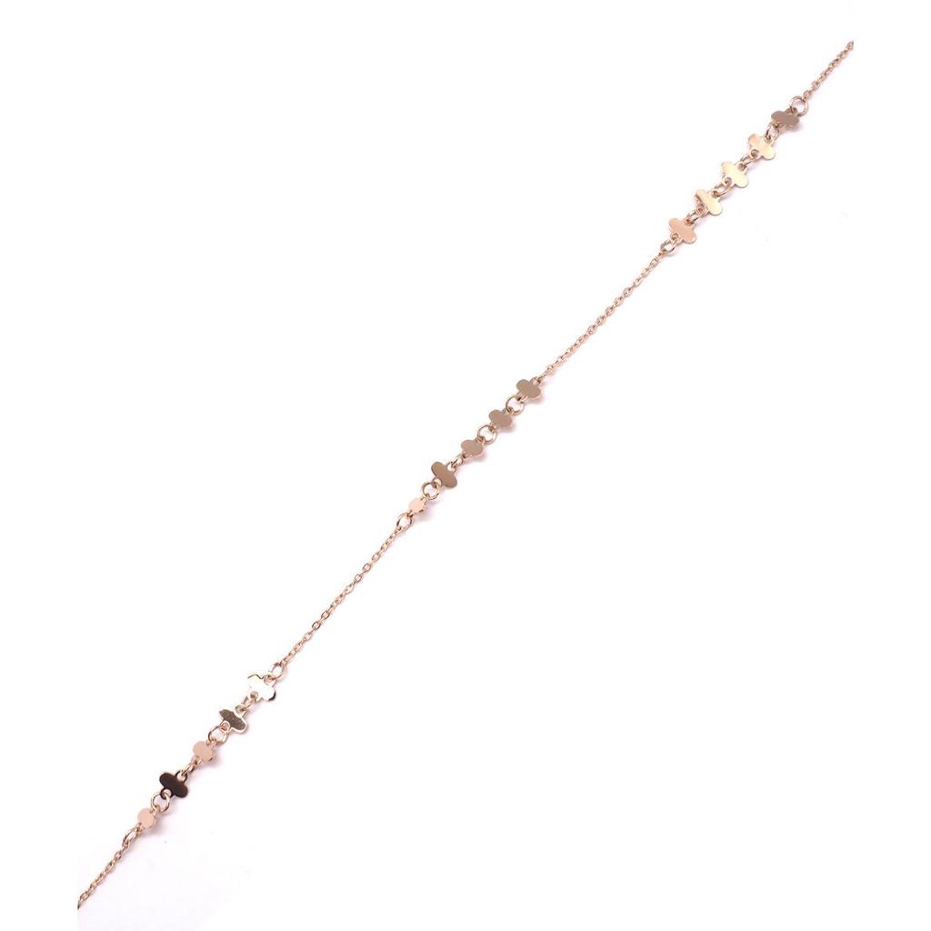 Les Trésors De Lily [Q0921] - Rose Gold 'Choréographie' Steel Anklet - 4x4 Mm Clovers