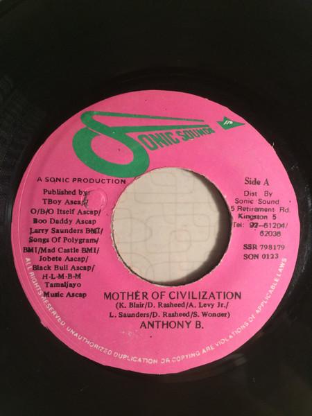 7-дюймовая пластинка ANTHONY B - Мать цивилизации SON0123 Sonic Sounds Ямайка Регги, Ска и Даб Б/У