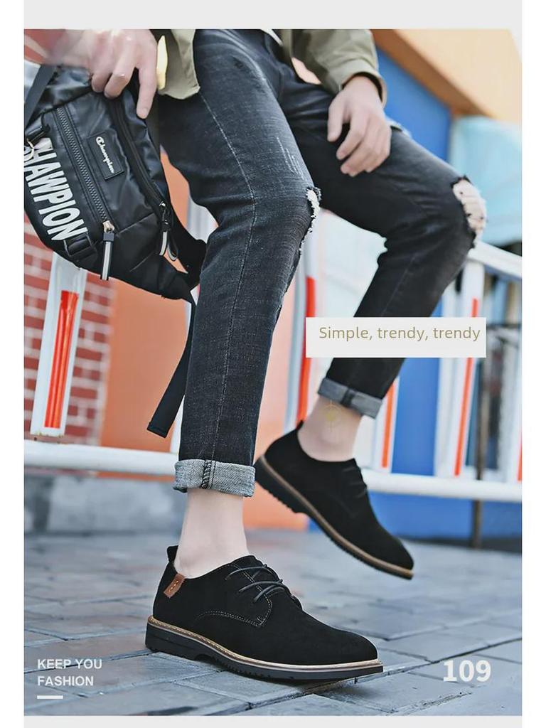 Men's Large Size Leather Loafers: Spring Low-Top Breathable Casual Shoes In British Fashion Style
