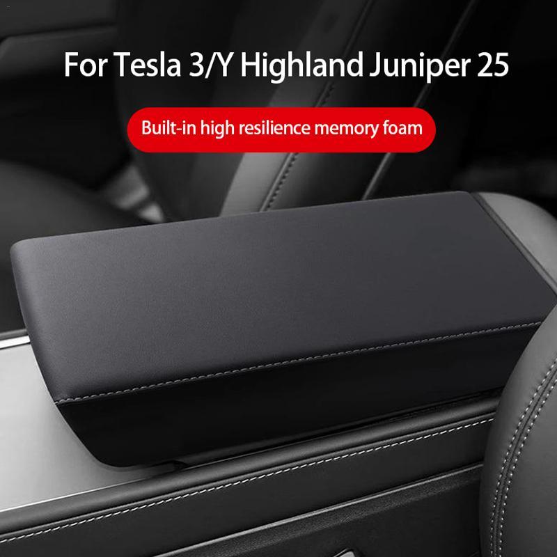 Leather Armrest Box Protective ABS Cover for Tesla Highland 2025 Juniper 2025 Arm Rest Interior Lid Accessories
