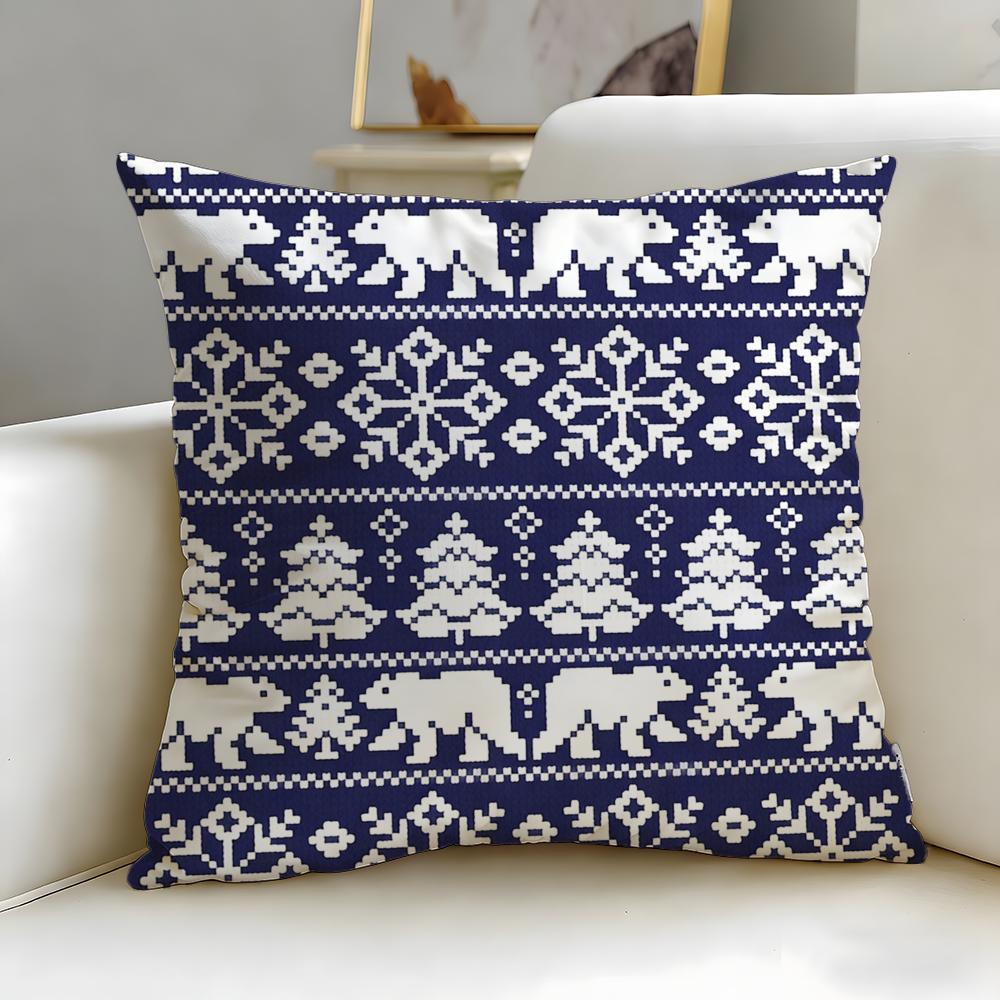 Наволочка с узором Fair Isle Мягкая Легко стирается Универсальная для Дивана Кровати Путешествий и Офиса