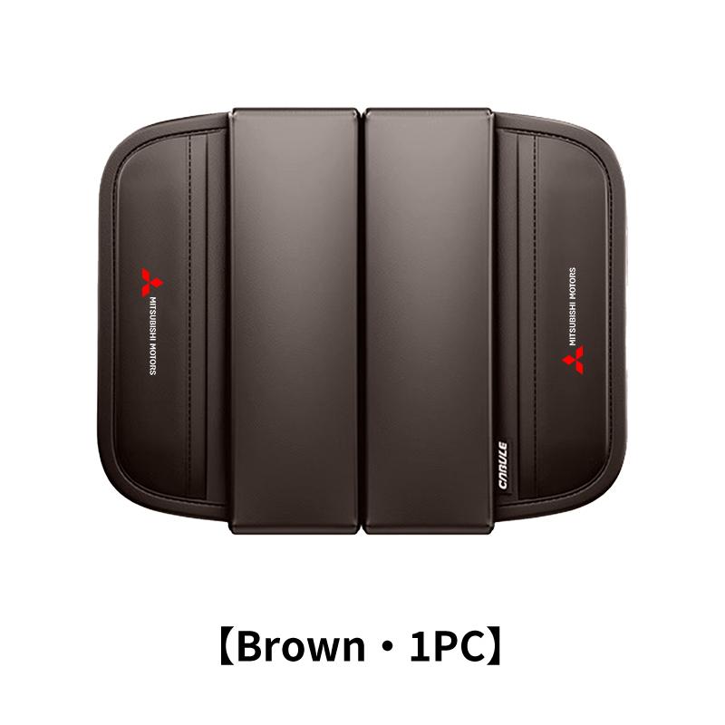 dnsh2 For Mitsubishi Car Logo Leather Double Open Armrest Box Cushion Side Storage Pocket Accessories Outlander Pajero Sport Lancer EX