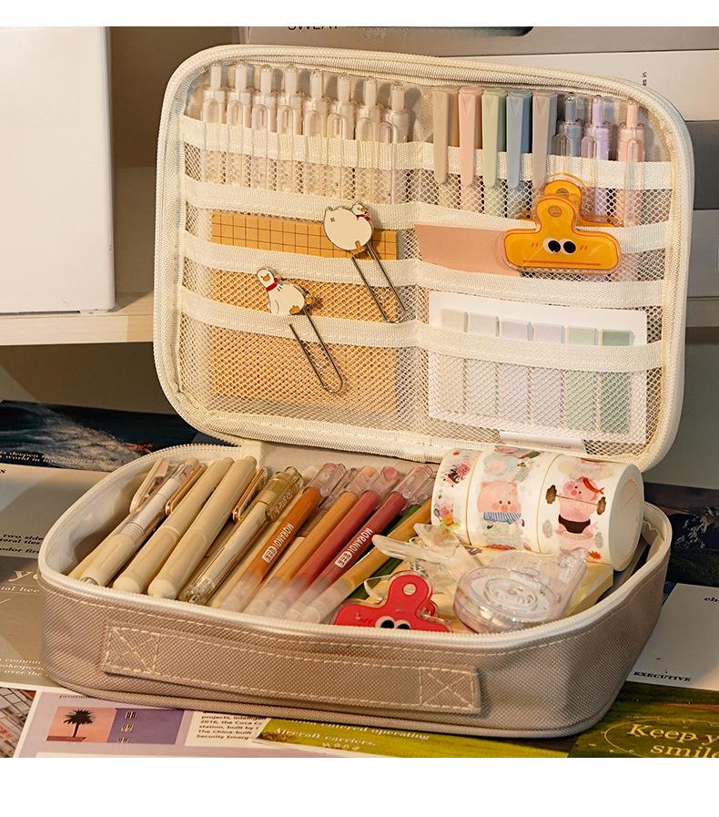 Синий Фруктовый Прозрачный Гигантский Пенал в Японском Стиле - Портативный Органайзер для Школьных Канцелярских Принадлежностей