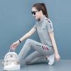 Повседневный спортивный костюм, женская модная одежда для бега, хлопковая женская одежда с коротким рукавом, свободный комплект из двух предметов 