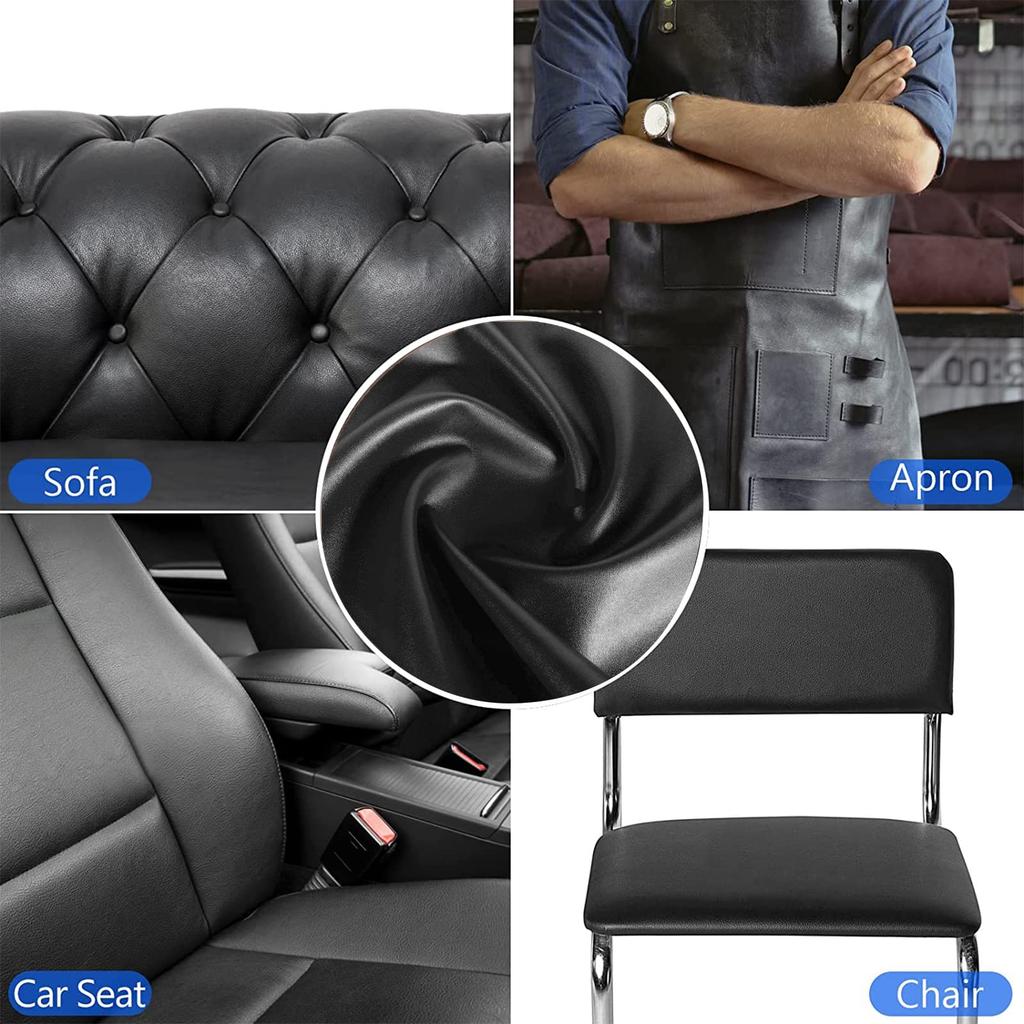 DERAYEE Synthetic Leather Faux 137cm Soft PVC Leather for Handmade Bag Making Fabric, Leather, Wide, Repairs, (2M, Black)