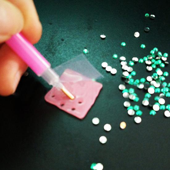 10Pc Pink Nail Art Rhinestones Picking Tools Dotting Brush Pencil Pen Set