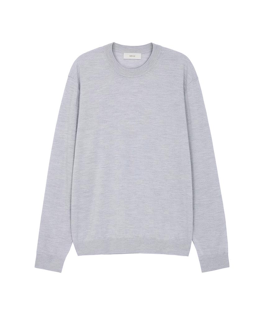SIECLE Light Wool Crew Neck Knit (Light Gray)