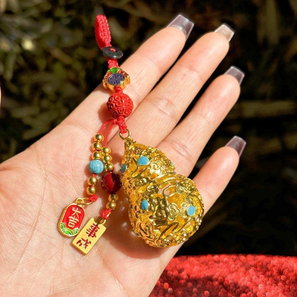 Gold Color Pendant Phone Chain Chinese Style Phone Charm Cute Gourd Keychain Decoration
