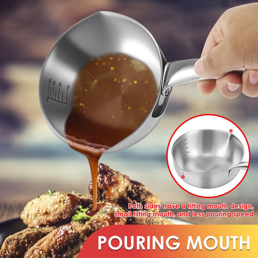 Кастрюля из нержавеющей стали для горячего масла, антипригарная кастрюля для соуса, кастрюля для супа с носиком для слива, молочник, кастрюля для соуса, для варки, кипячения, подогрева масла, тепловые кастрюли