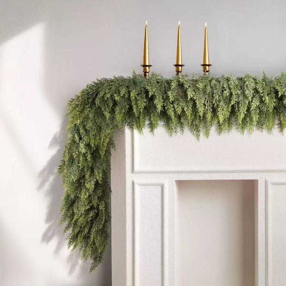 Green Artificial Norfolk Pine Garlands Wall Hanging Simulation Plant Fireplace Decoration