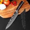 8inch Super Sharp Chef Knife with Cover Japanese Damascus Pattern Stainless Steel Kitchen Chopping Knife Professional Kitchen K