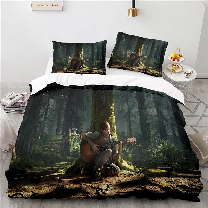 3D-печатная игра The Last of Us Пододеяльник Наволочка Постельное белье Двойной Твин Полный Королева Король Взрослый Дети Постельное белье Пододеяльник