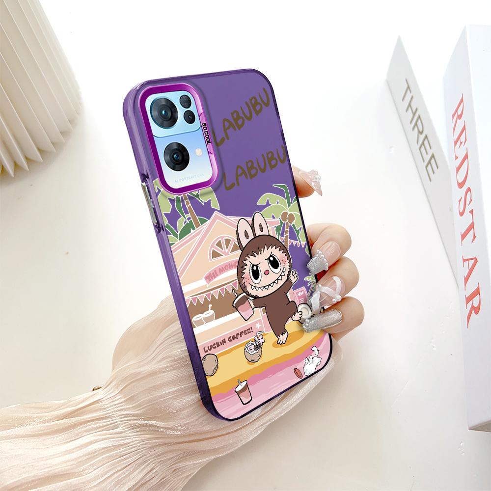 Окрашенный узор, цветной серебристый, двухсторонний, жесткий, противоударный чехол для телефона с защитой от падений для OnePlus OPPO Reno Realme