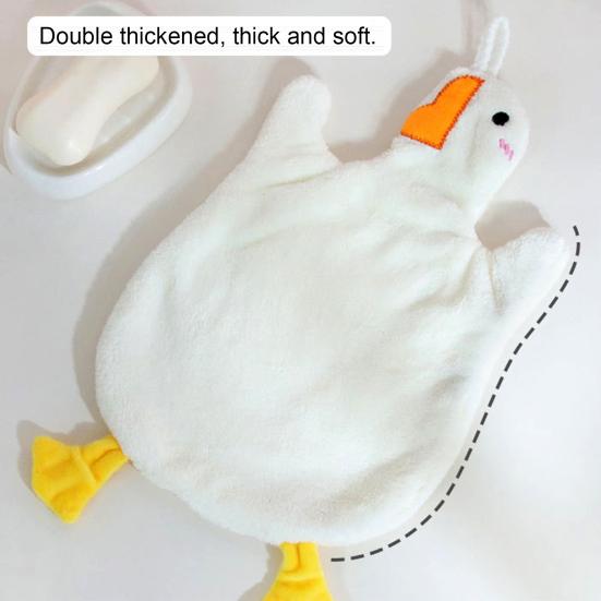 Hand Towel with Hanging Loop Highly Absorbent Quick Drying Wear Resistant Cute Goose Design Kitchen Cloth Dish Towel