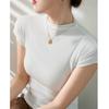 Women's Summer Shoulder Inserted Short-sleeved Thin Stand-up Collar Half-high Neck Tight T-shirt