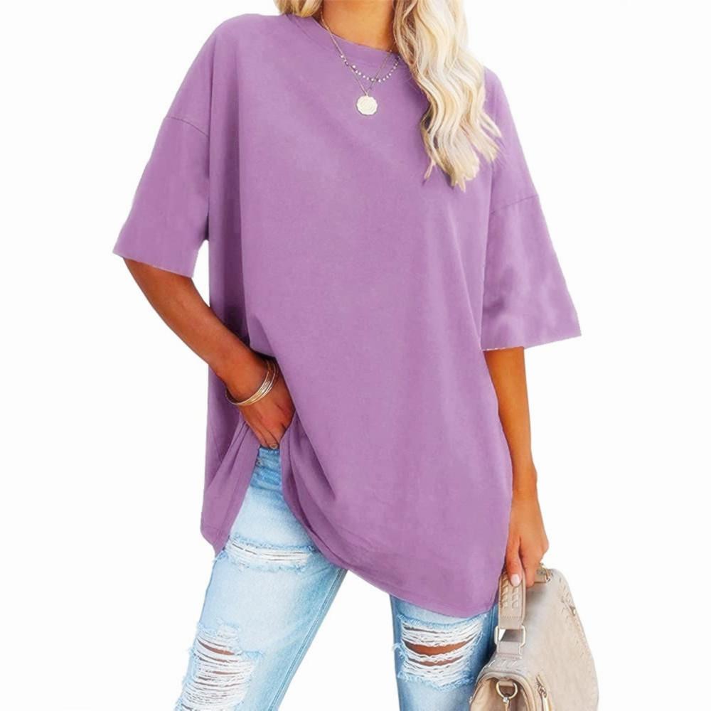 Свободные футболки, повседневные женские летние топы с коротким рукавом больших размеров, футболки с круглым вырезом