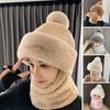 Women Hat Durable Windproof Winter Scarf Hat Set Soft Comfortable Plush Warm Hat for Cold Weather Outdoor