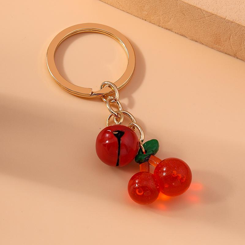 Cute Resin Cherry Keychain Simulation Fruit Key Rings Pendant for Women Girls Handbag Decor DIY Key Chain Jewelry Gifts