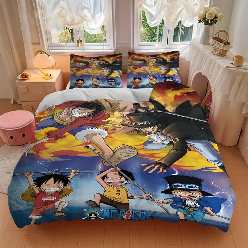 One Piece Adventure Bedding Set - 3 Piece Comforter Cover Gift for Bedroom,Includes No InsertB177