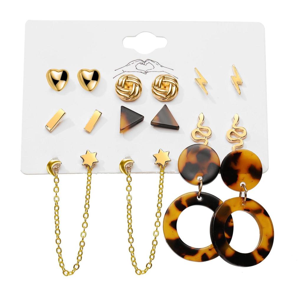 Модные простые серьги в комплекте, креативные серьги со слоном и жемчугом, женские серьги, девять клетчатых серег