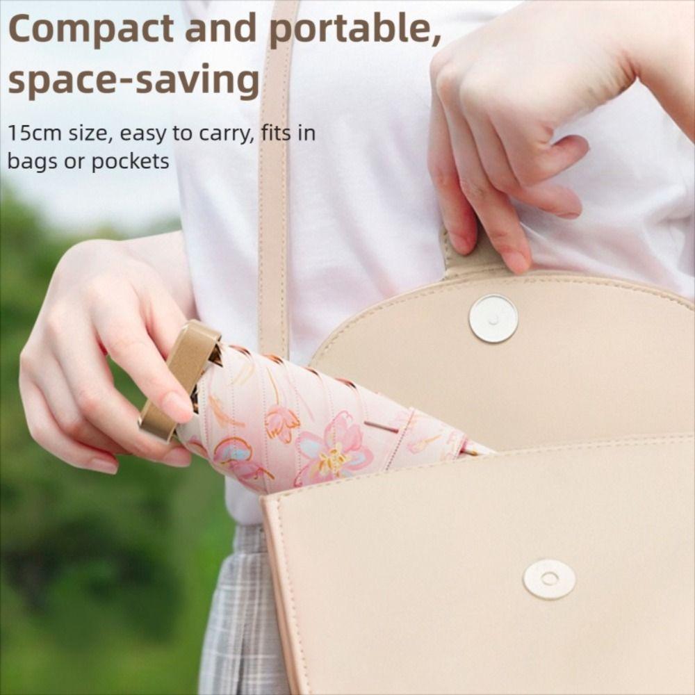 Портативный зонт от солнца с 6 ребрами, защита от УФ-лучей, складной солнцезащитный зонт, мини ветрозащитный зонт от дождя для улицы