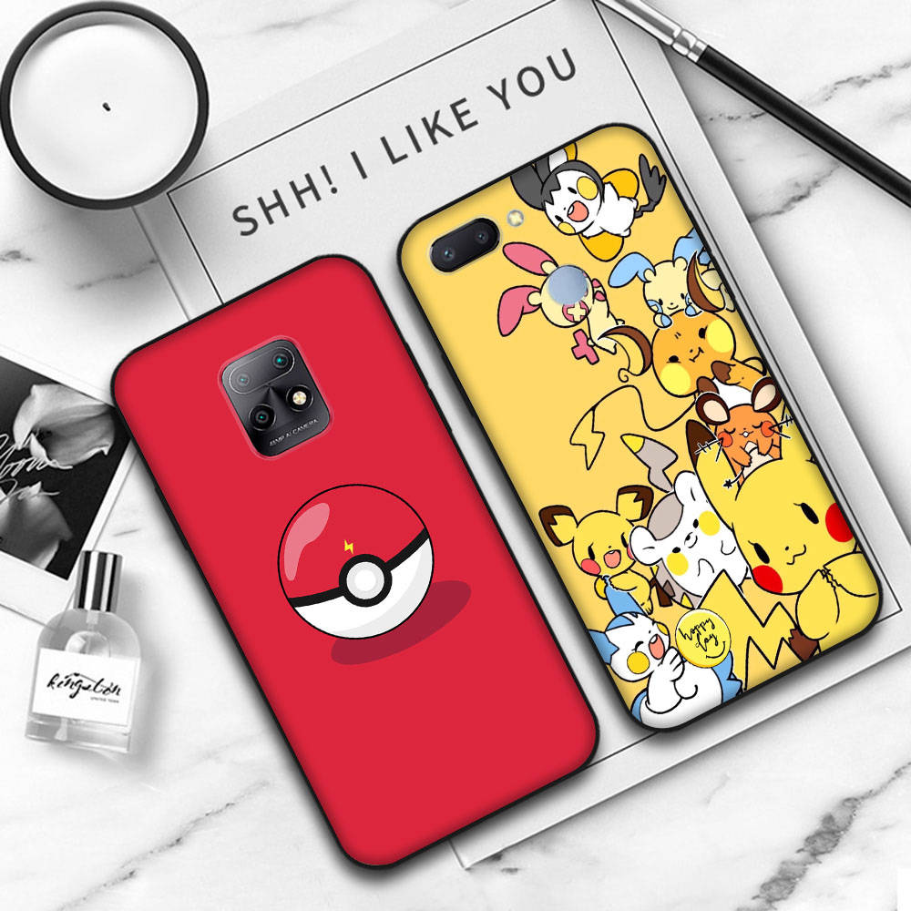 JP35 Pikachu Black Soft Case for Xiaomi Poco X6 X4 M5 M6 F5 F6 C65 C55 C50 C51 C40 Pro Redmi 14C A3X 13C 12C 11T 10A 9C Note 7 6 8A Plus