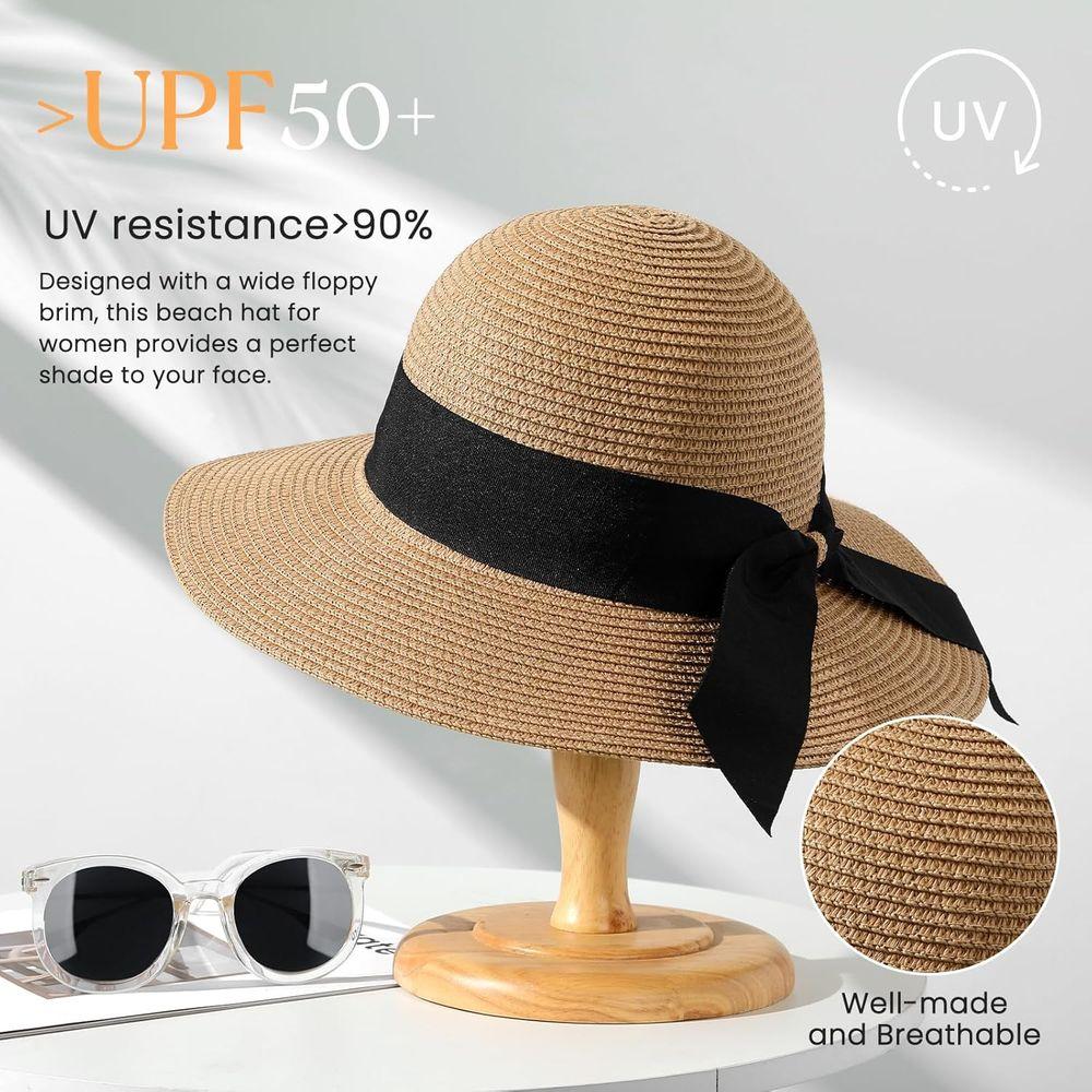 Складная широкополая шляпа от солнца с защитой от УФ-лучей UPF 50+ для женщин - Идеально подходит для летнего пляжного отдыха