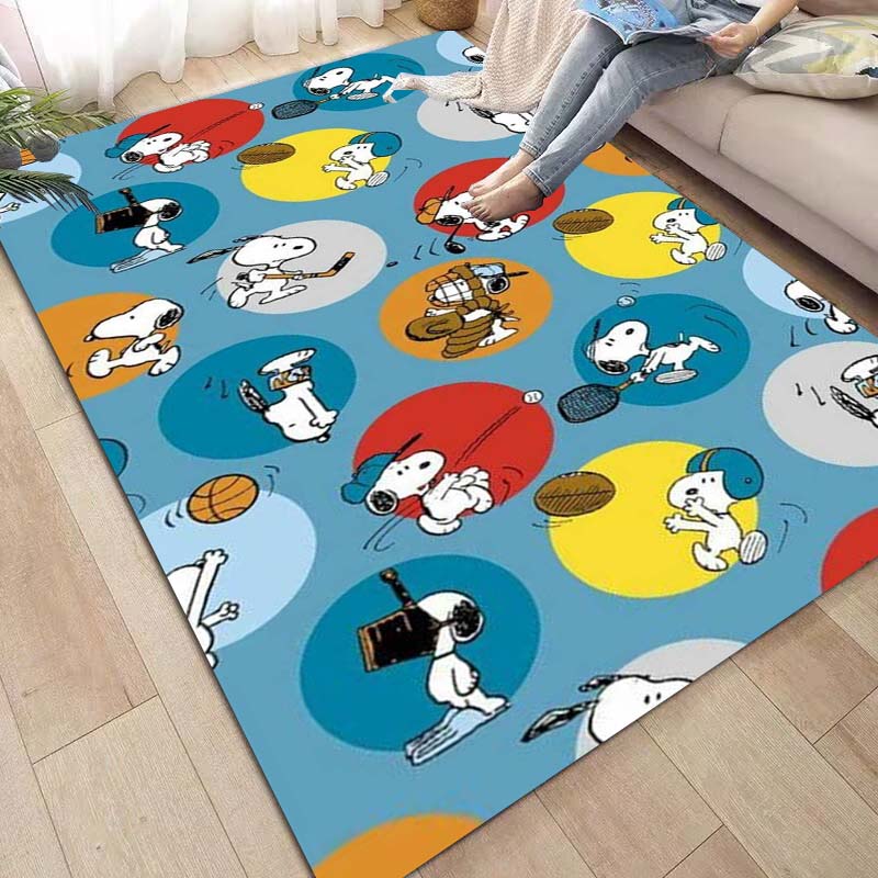 Non-slip area rug for living room with Snoopy cartoon design, soft rug for bedroom, children's playroom, sofa, home decor, doorm