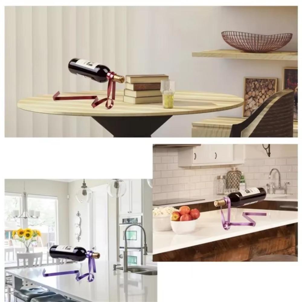 Floating Poised Bottle Holder Suspended Cabinet Stand Bracket Creative Wine Bottle Rack  Home